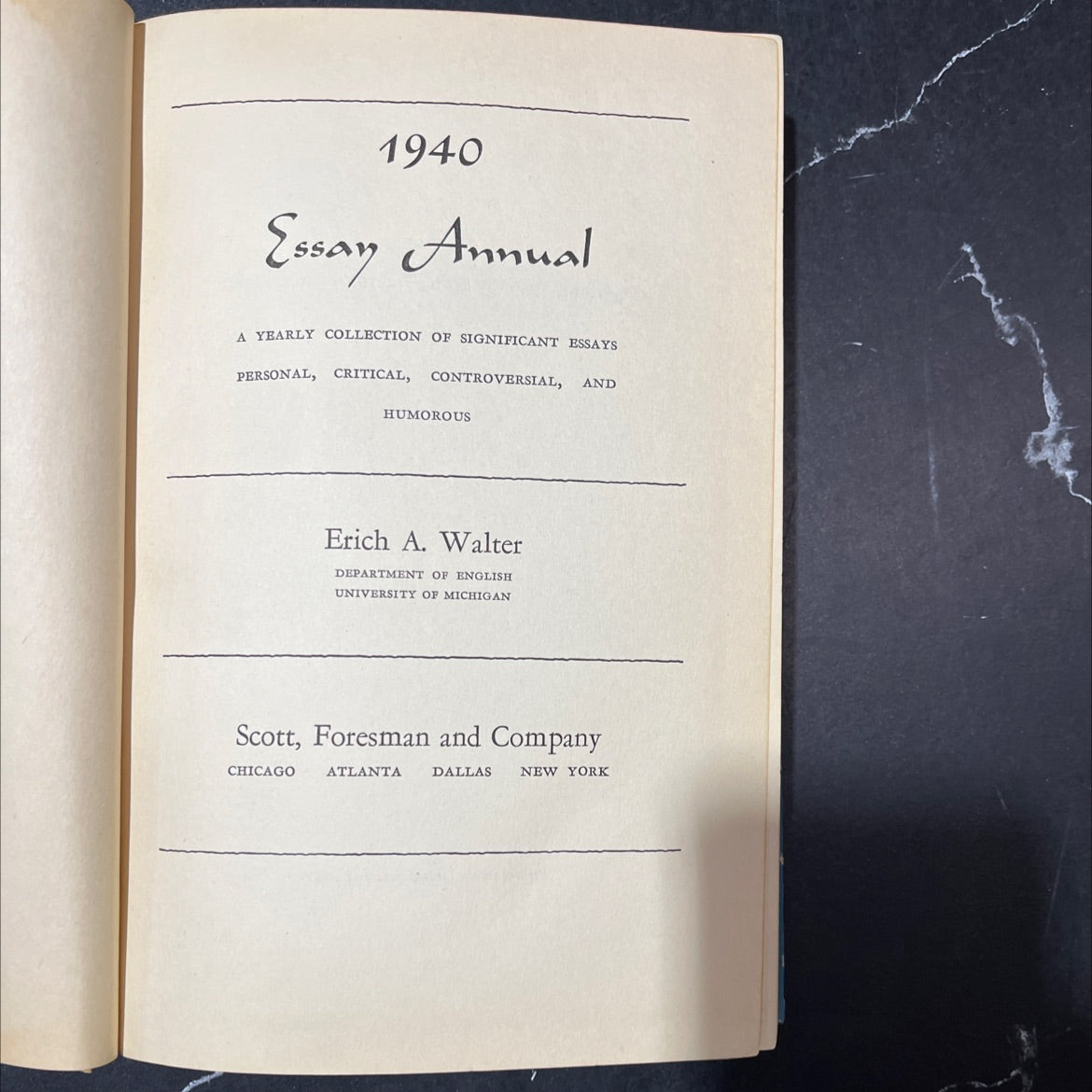 1940 essay annual a yearly collection of significant essays personal critical controversial and humorous book, by Erich image 2