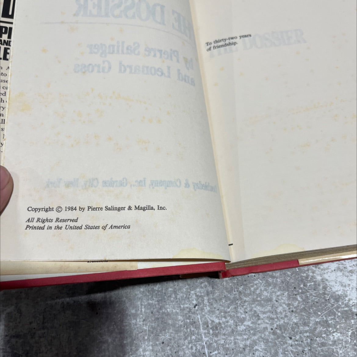 200 at the dossier book, by Pierre Salinger and Leonard Gross, 1984 Hardcover image 3