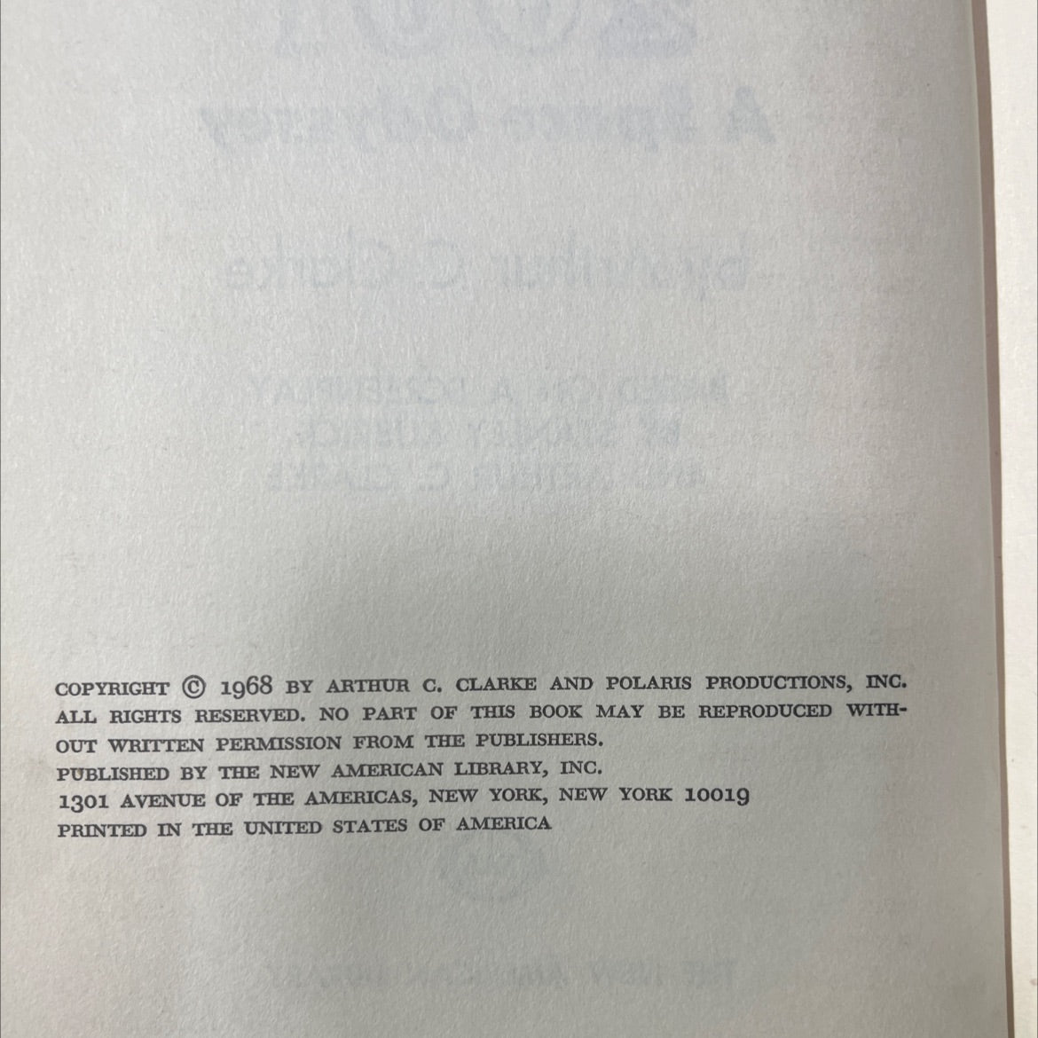 2001 a space odyssey book, by Arthur C. Clarke, 1968 Hardcover image 3