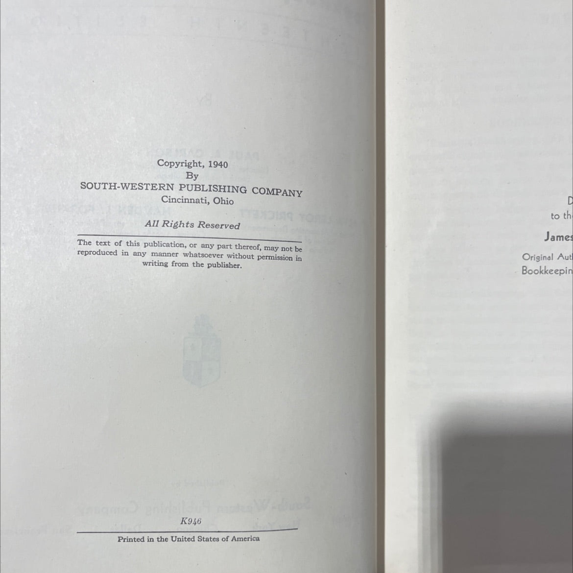 20th century bookkeeping and accounting book, by Paul A. Carlson, Alva Leroy Prickett, Hamden L. Forkner, 1940 Hardcover image 3