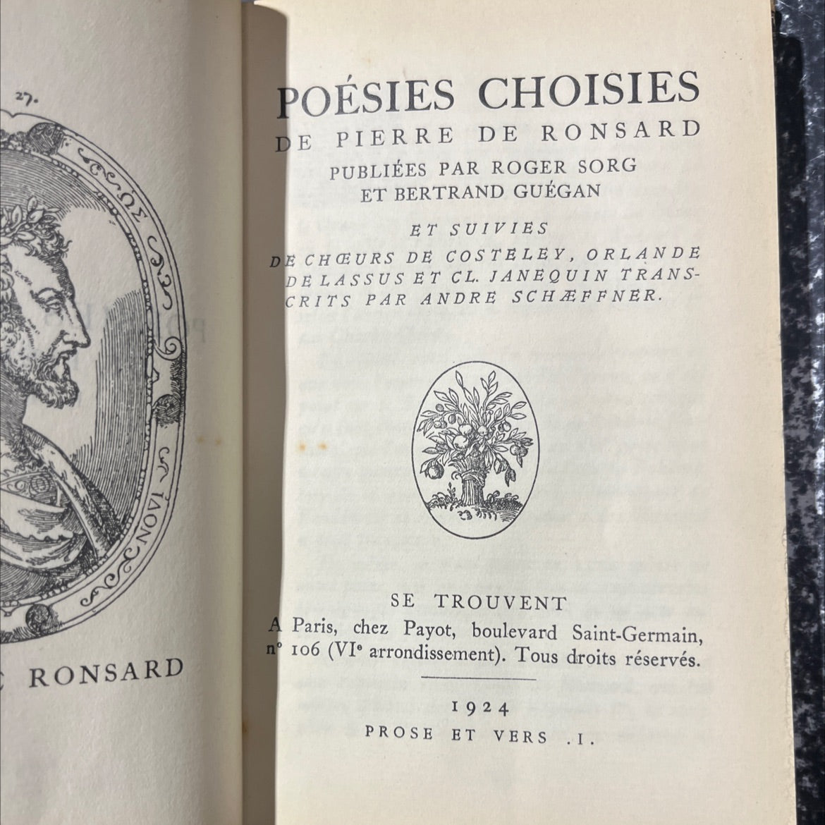 27 chosen poems of pierre de ronsard book, by pierre de ronsard, 1924 Leather image 3