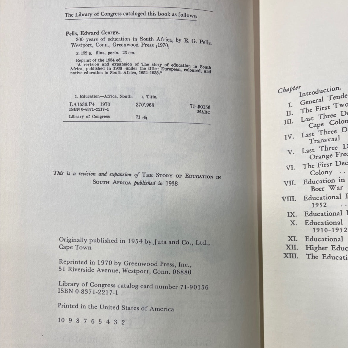 300 years of education in south africa book, by E. G. Pells, 1970 Hardcover image 3