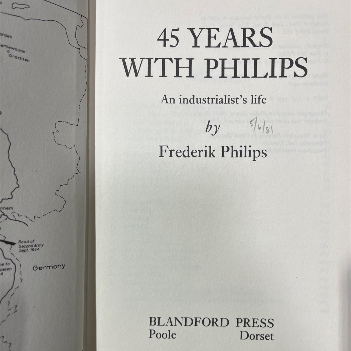 45 years with philips an industrialist's life book, by Frederik Philips, 1981 Hardcover image 2