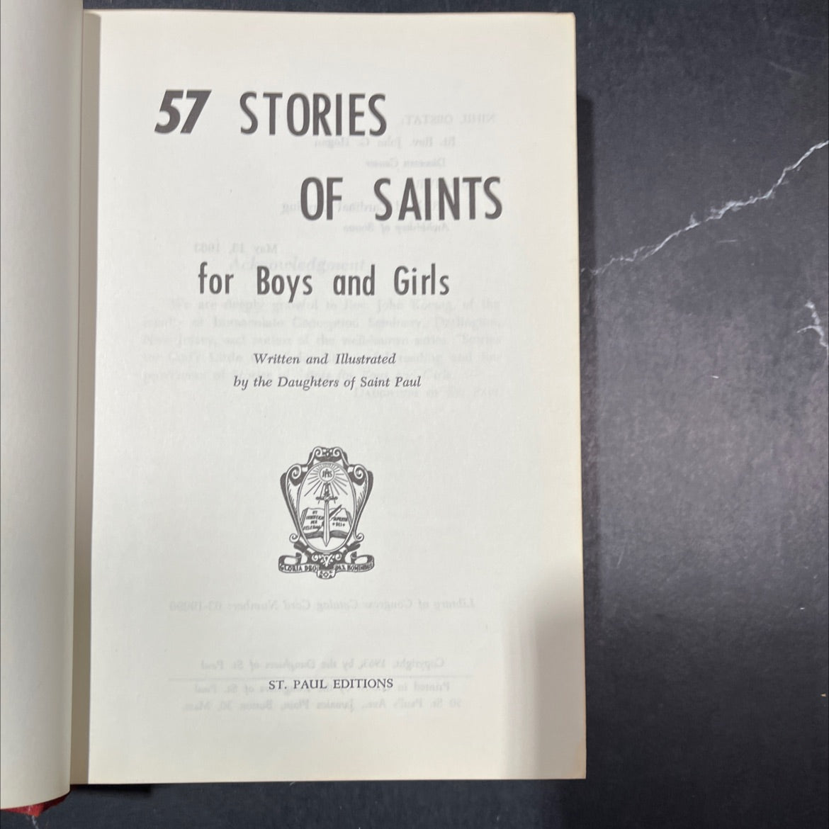 57 stories of saints for boys and girls book, by daughters of saint paul, 1963 Hardcover image 2