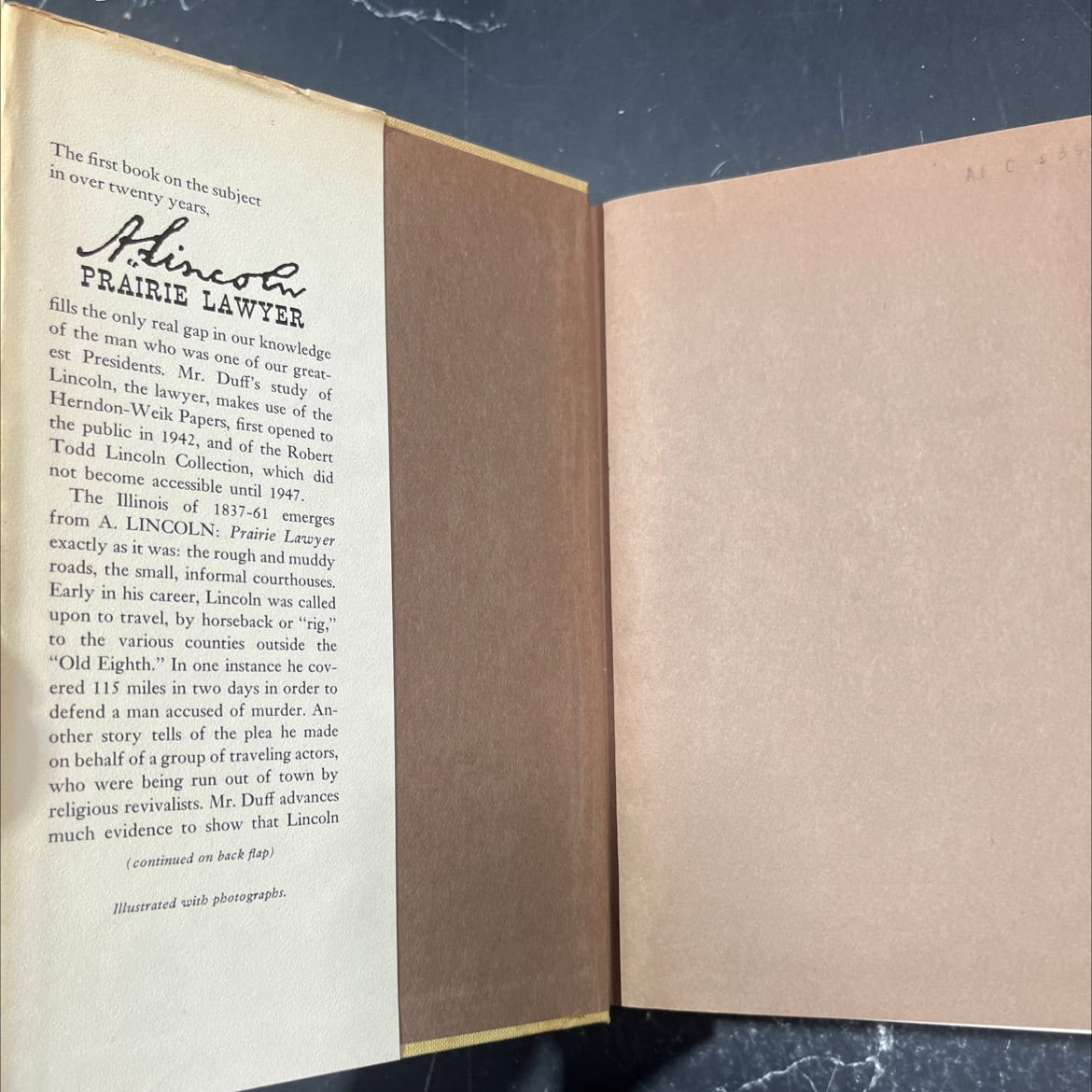 a. lincoln prairie lawyer book, by john j. duff, 1960 Hardcover image 4