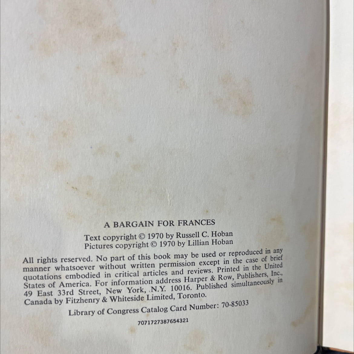 a bargain for frances book, by russell hoban, 1970 Hardcover image 3