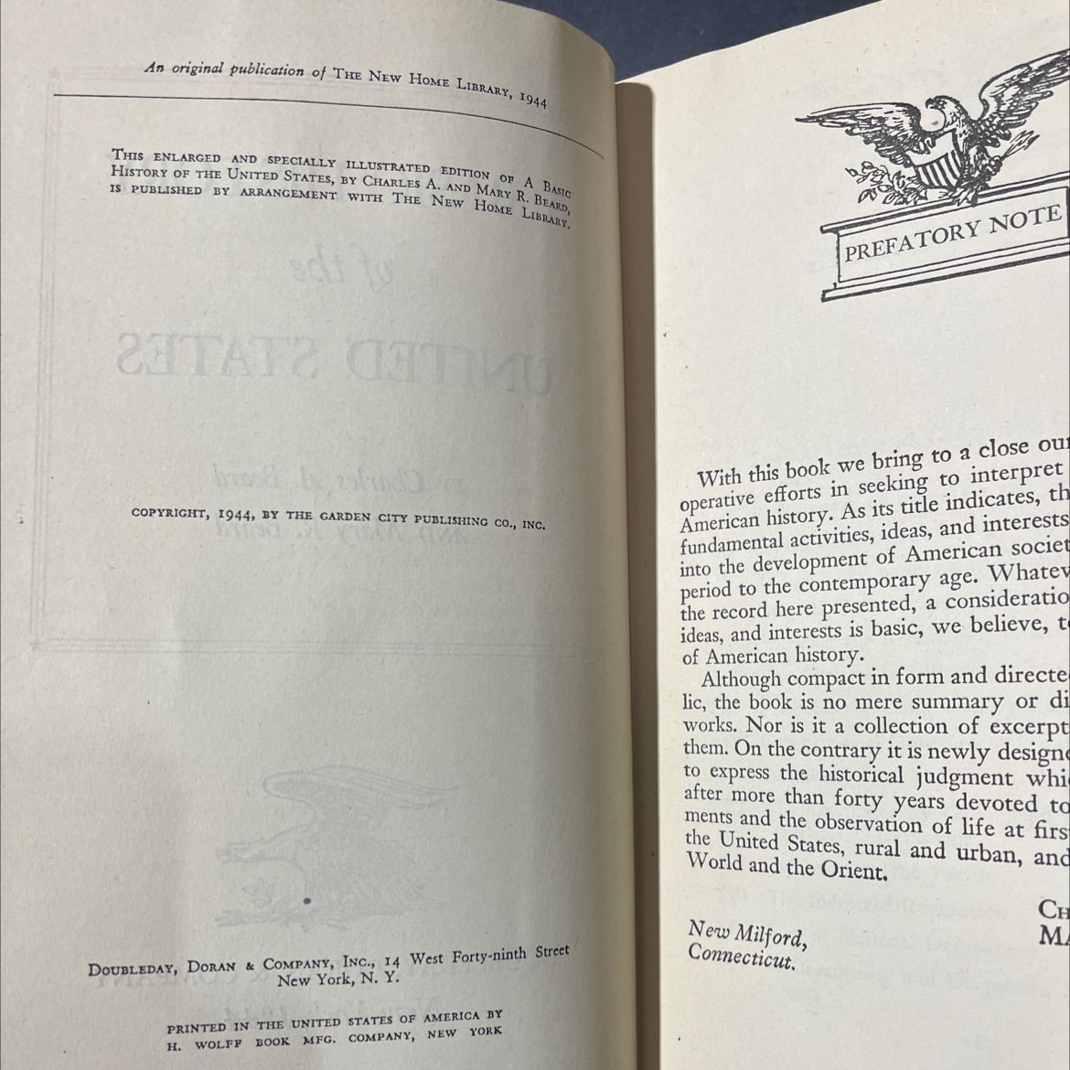 a basic history of the united states book, by charles a. beard and mary r. beard, 1944 Hardcover image 3