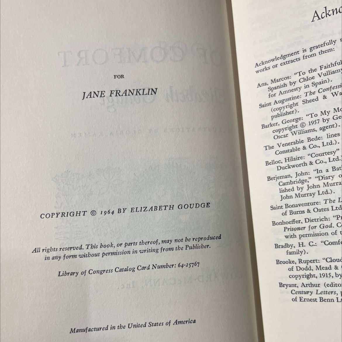 a book an anthology of comfort book, by elizabeth goudge, 1964 Hardcover image 3