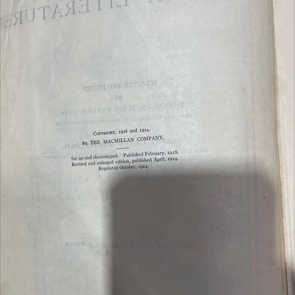 a book of english literature selected and edited by franklyn bliss snyder and robert grant martin book, by franklyn image 3