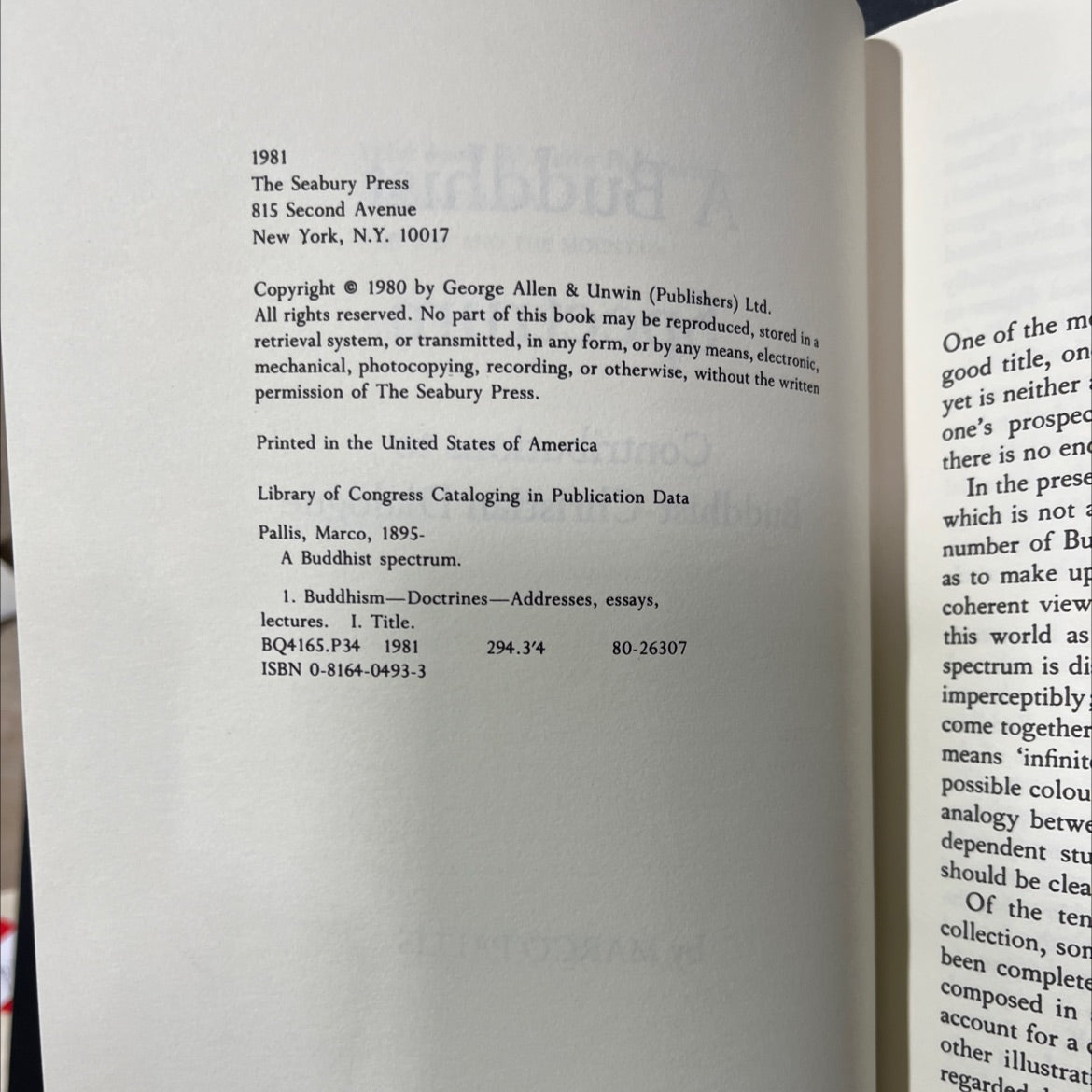 a buddhist spectrum book, by marco pallis, 1981 Hardcover image 3