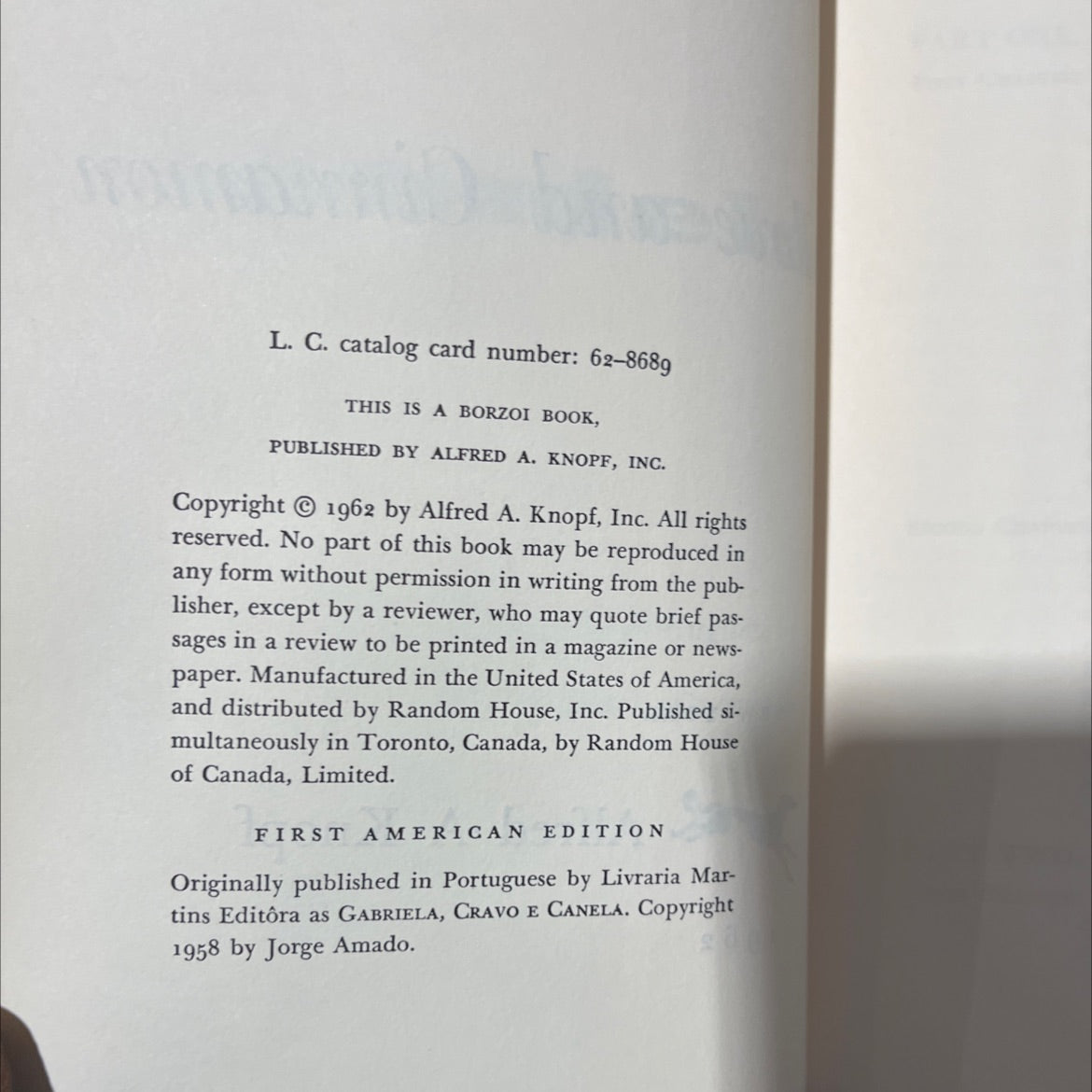 a clove and cinnamon book, by jorge amado, 1962 Hardcover image 3