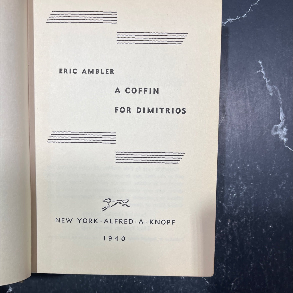 a coffin for dimitrios book, by eric ambler, 1940 Hardcover image 2