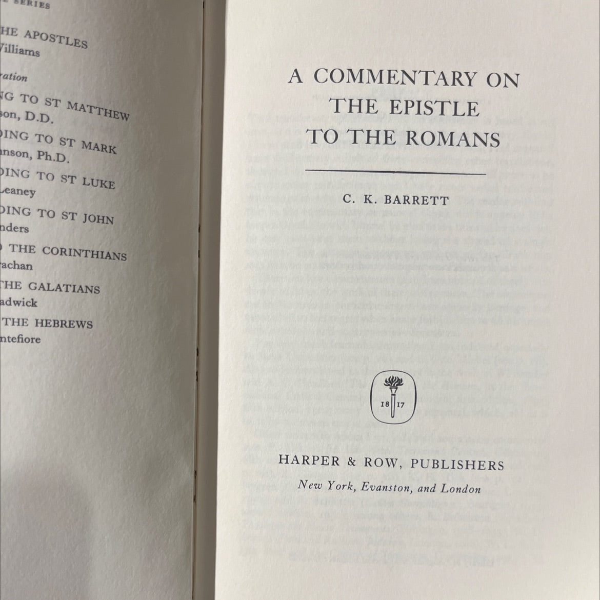 a commentary on the epistle to the romans book, by c. k. barrett, 1957 Hardcover image 2