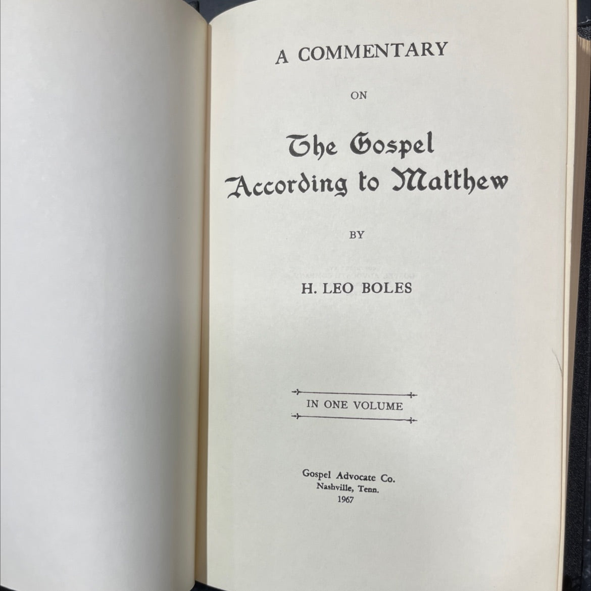 a commentary on the gospel according to matthew book, by h. leo boles, 1967 Hardcover image 2