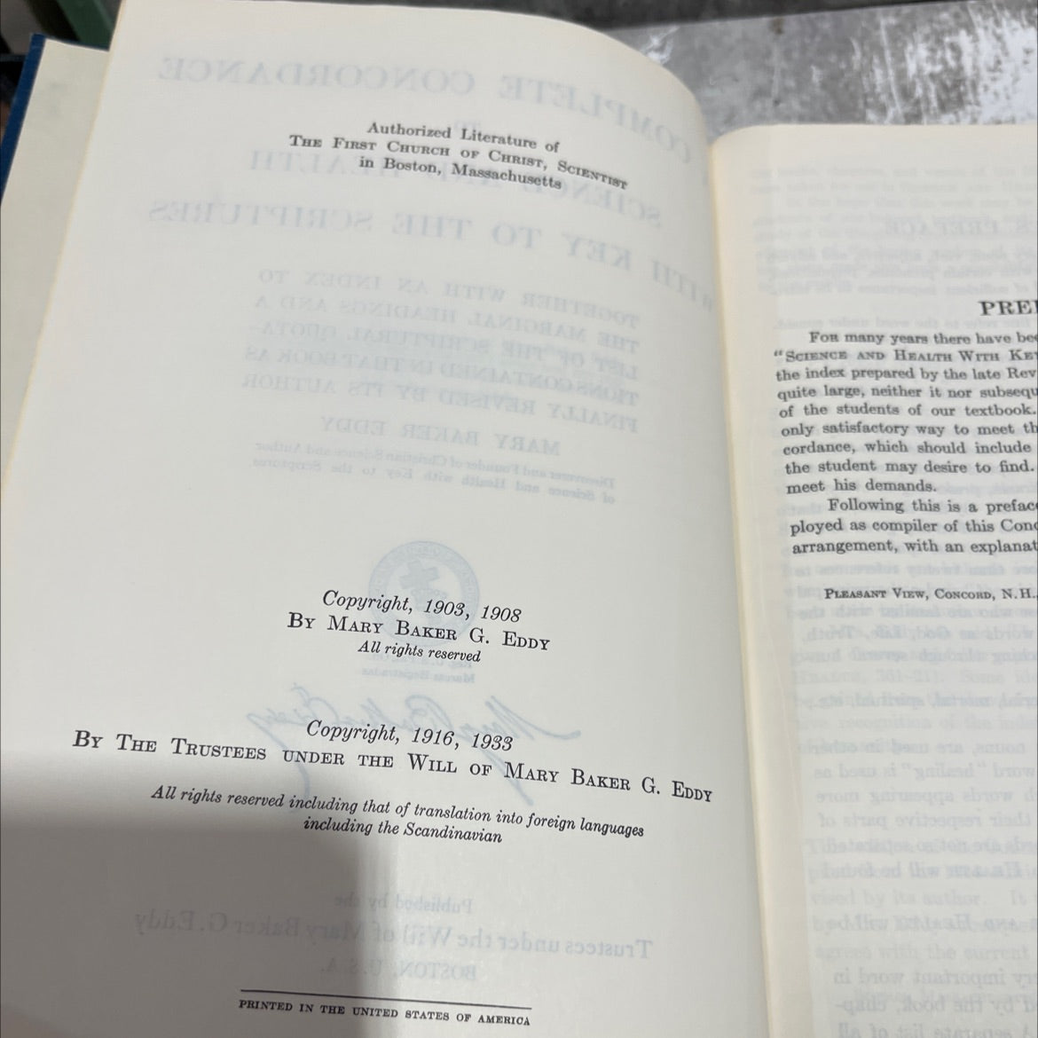 a complete concordance to science and health with key to the scriptures book, by mary baker eddy, 1933 Hardcover image 3