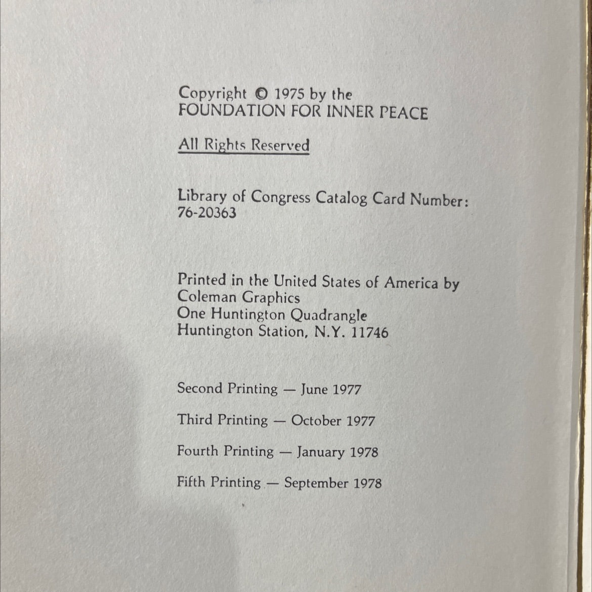 a course in miracles text book, by unknown, 1978 Hardcover image 3