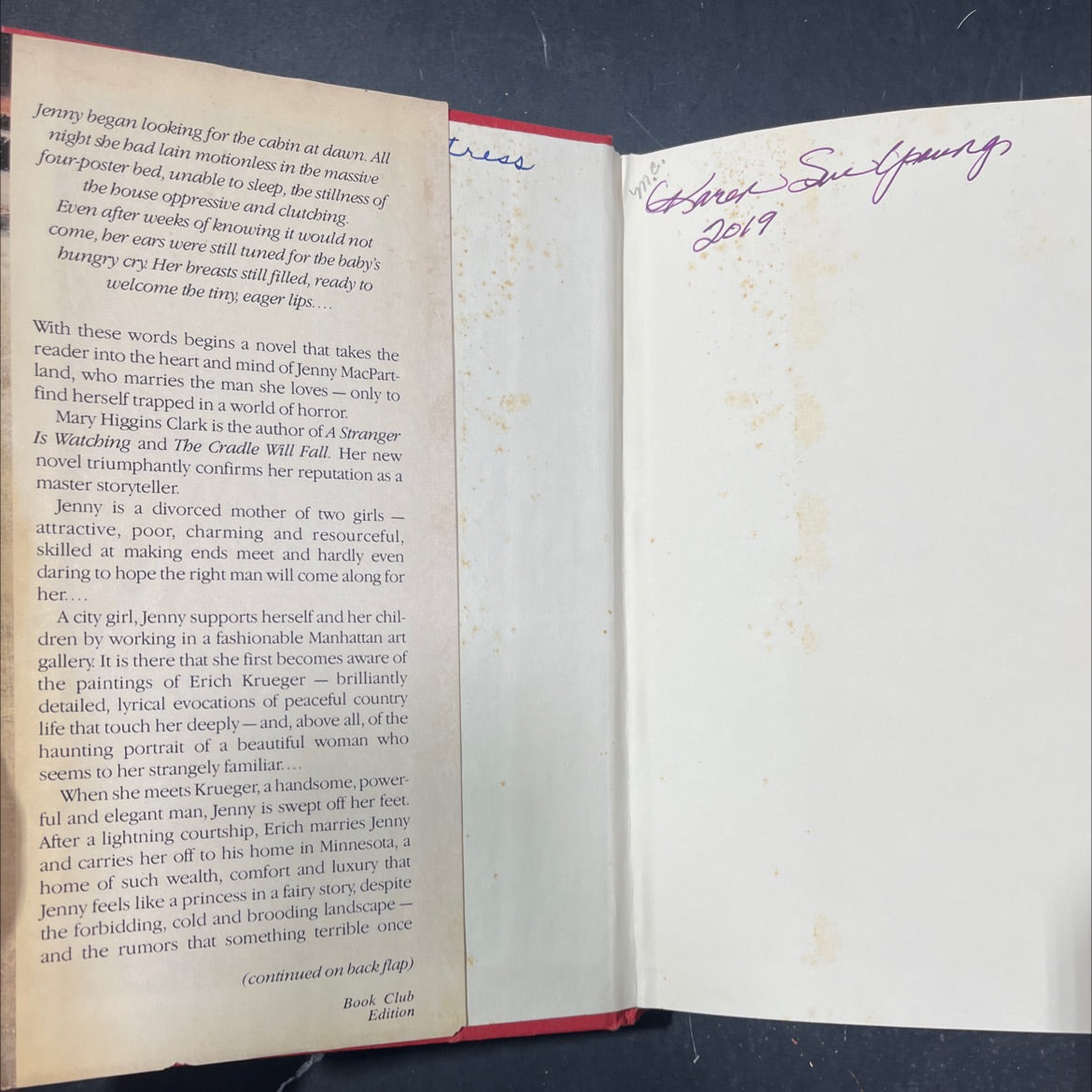 a cry in the night book, by mary higgins clark, 1982 Hardcover image 4