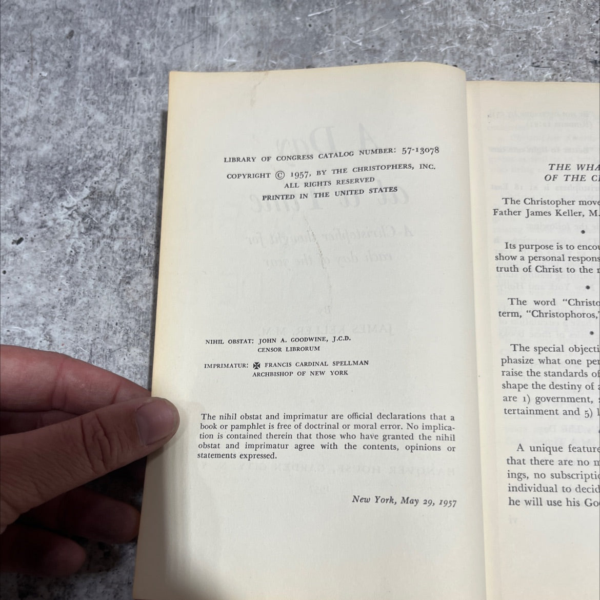 a day at a time a christopher thought for each day of the year book, by james keller, m.m., 1957 Hardcover image 3