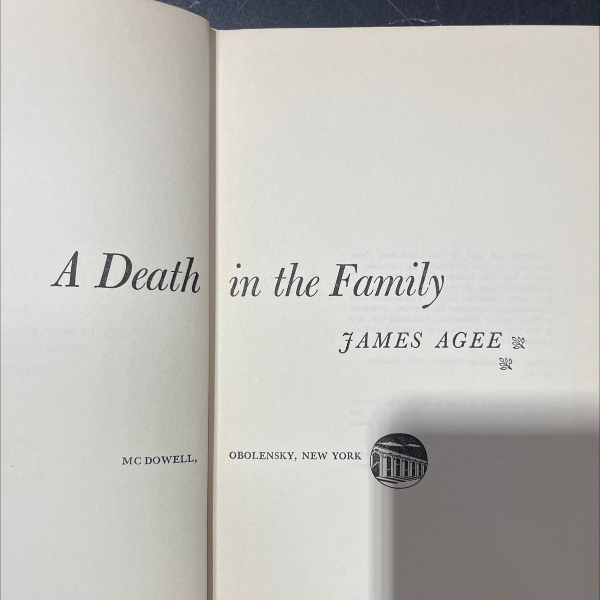 a death in the family book, by james agee, 1956 Hardcover image 2