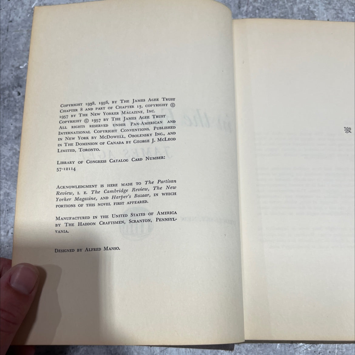 a death in the family book, by james agee, 1956 Hardcover image 3