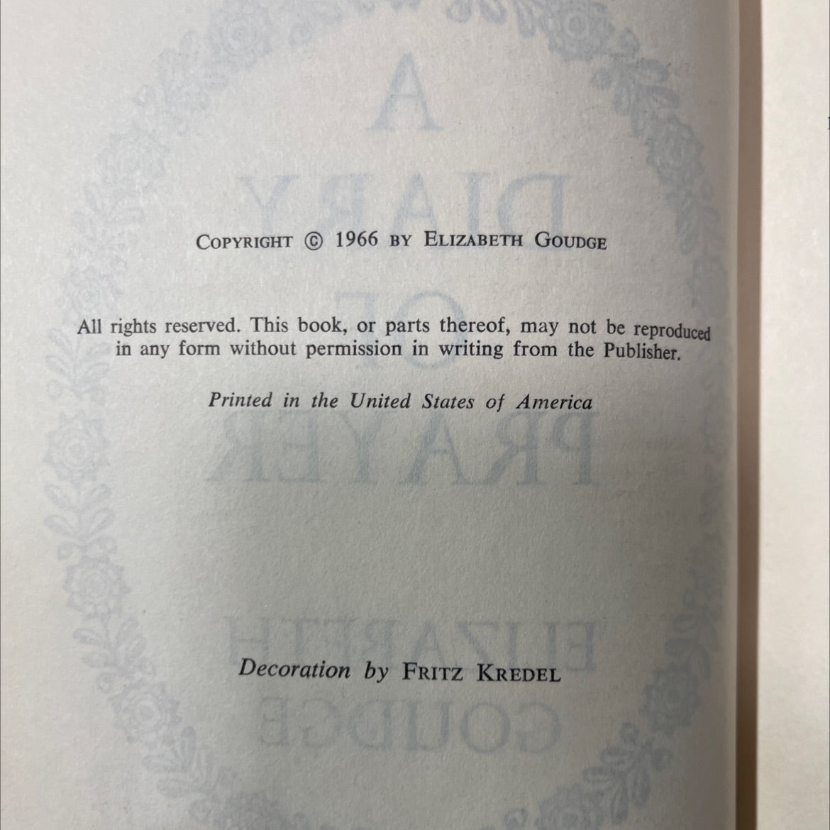 a diary of prayer book, by elizabeth goudge, 1966 Hardcover image 3
