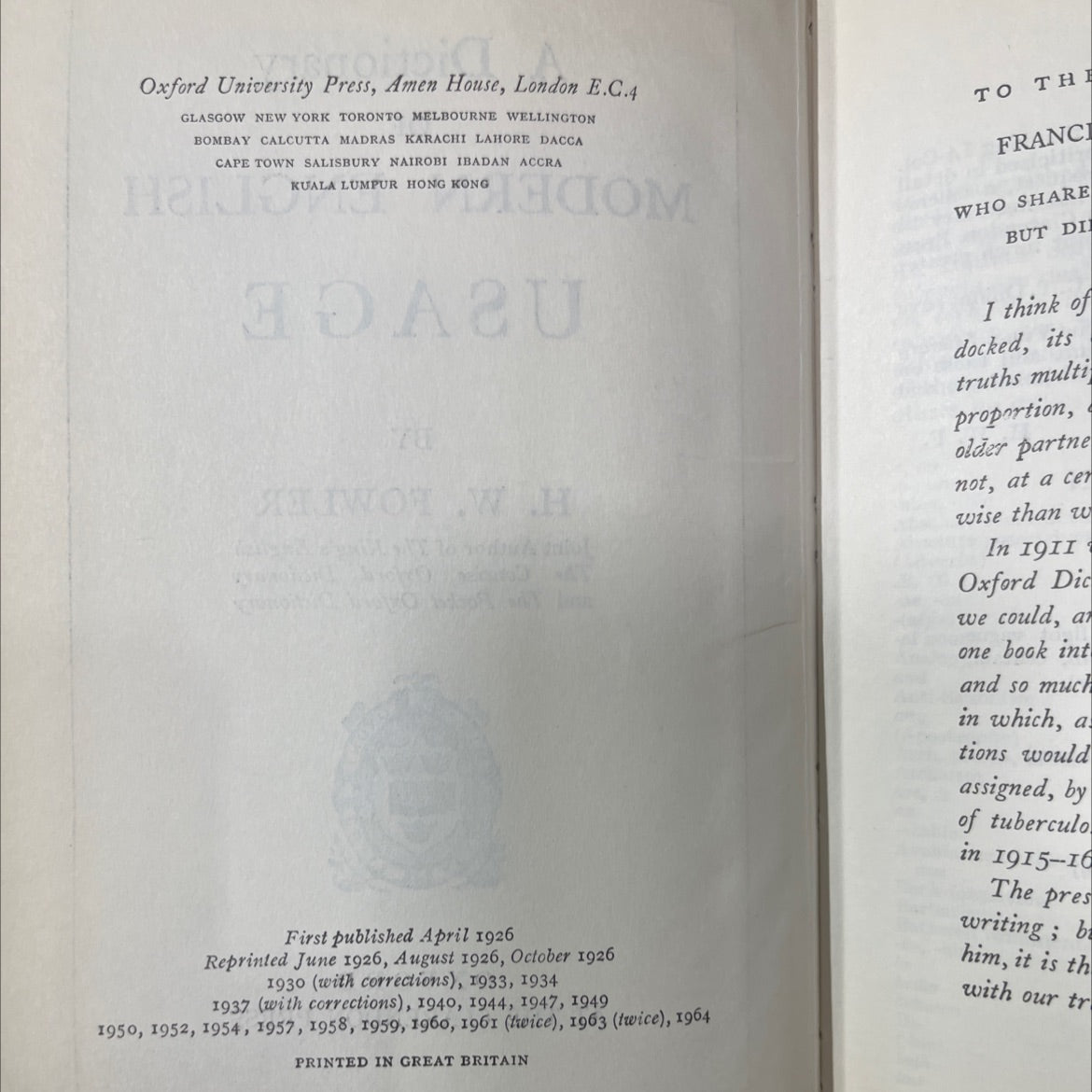 a dictionary of modern english usage book, by h. w. fowler, 1964 Hardcover image 3