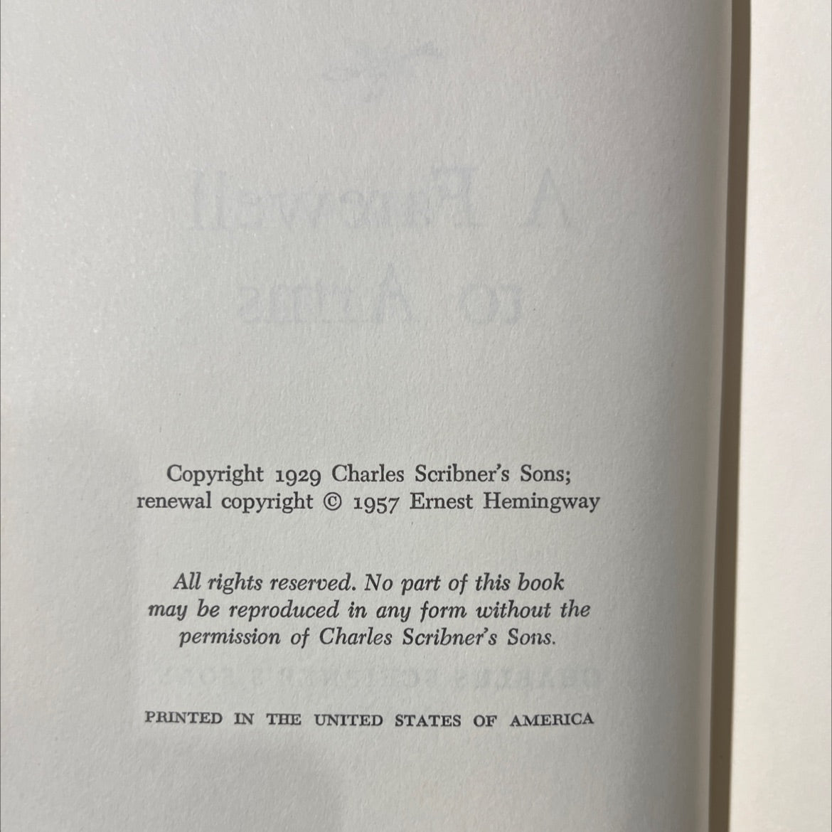 a farewell to arms book, by ernest hemingway, 1957 Hardcover image 3