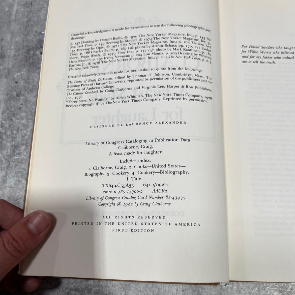 a feast made for laughter book, by craig claiborne, 1982 Hardcover image 3