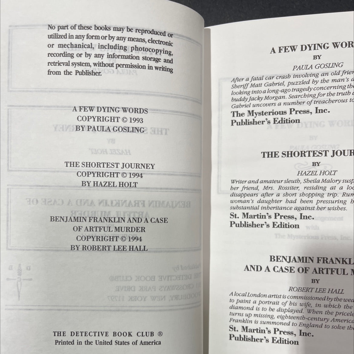 a few dying words book, by paula gosling, 1993 Hardcover image 3