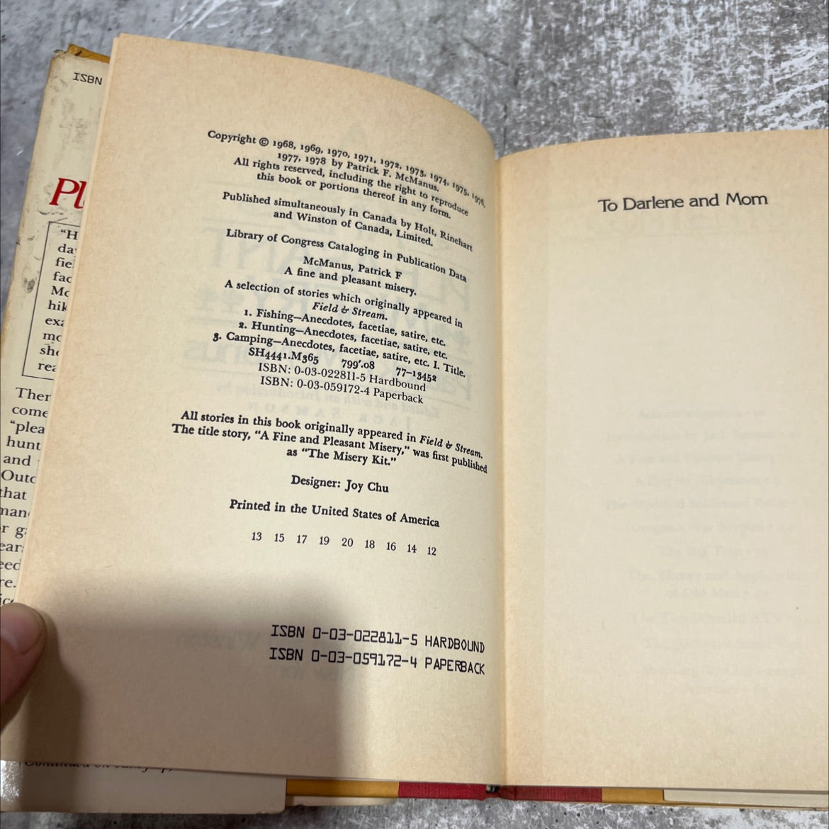 SIGNED a fine and pleasant misery book, by Patrick F. McManus, 1978 Hardcover, Vintage image 3