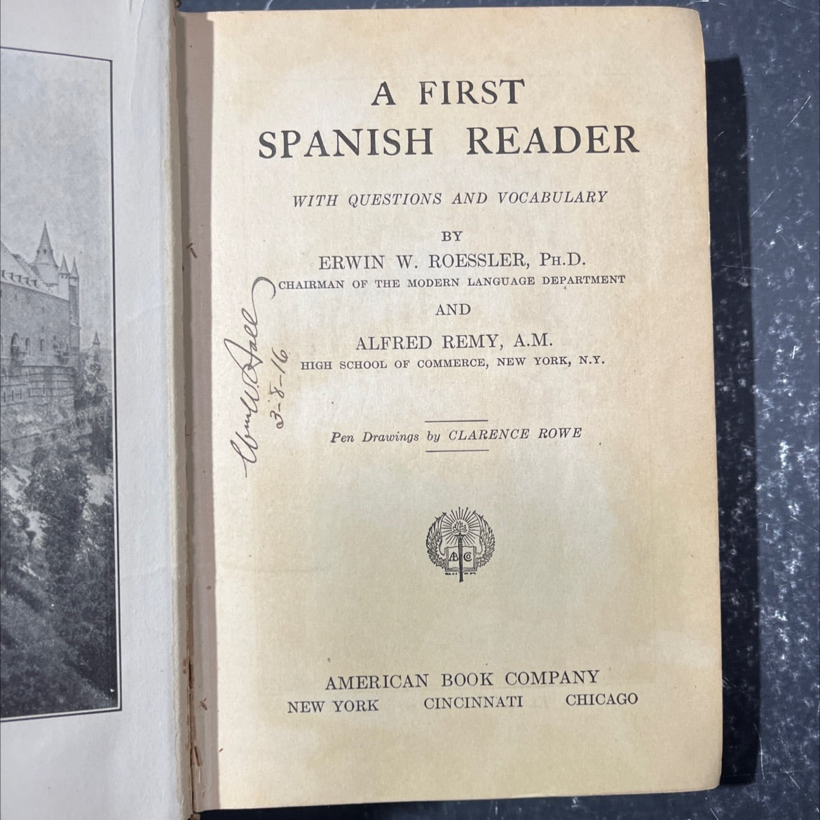 a first spanish reader with questions and vocabulary book, by erwin w. roessler, ph.d. and alfred remy, a.m., 1916 image 2