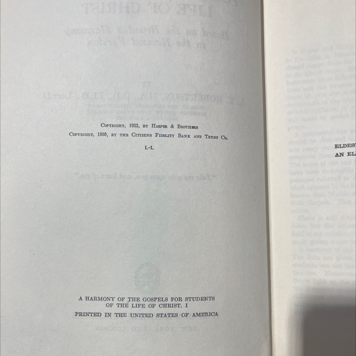 a harmony of the gospels for students of the life of christ book, by a. t. robertson, 1950 Hardcover image 3