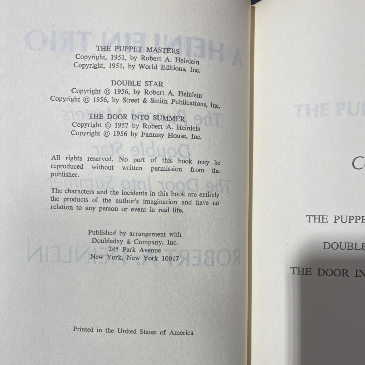 a heinlein trio the puppet masters double star the door into summer book, by robert a. heinlein, 1957 Hardcover image 3