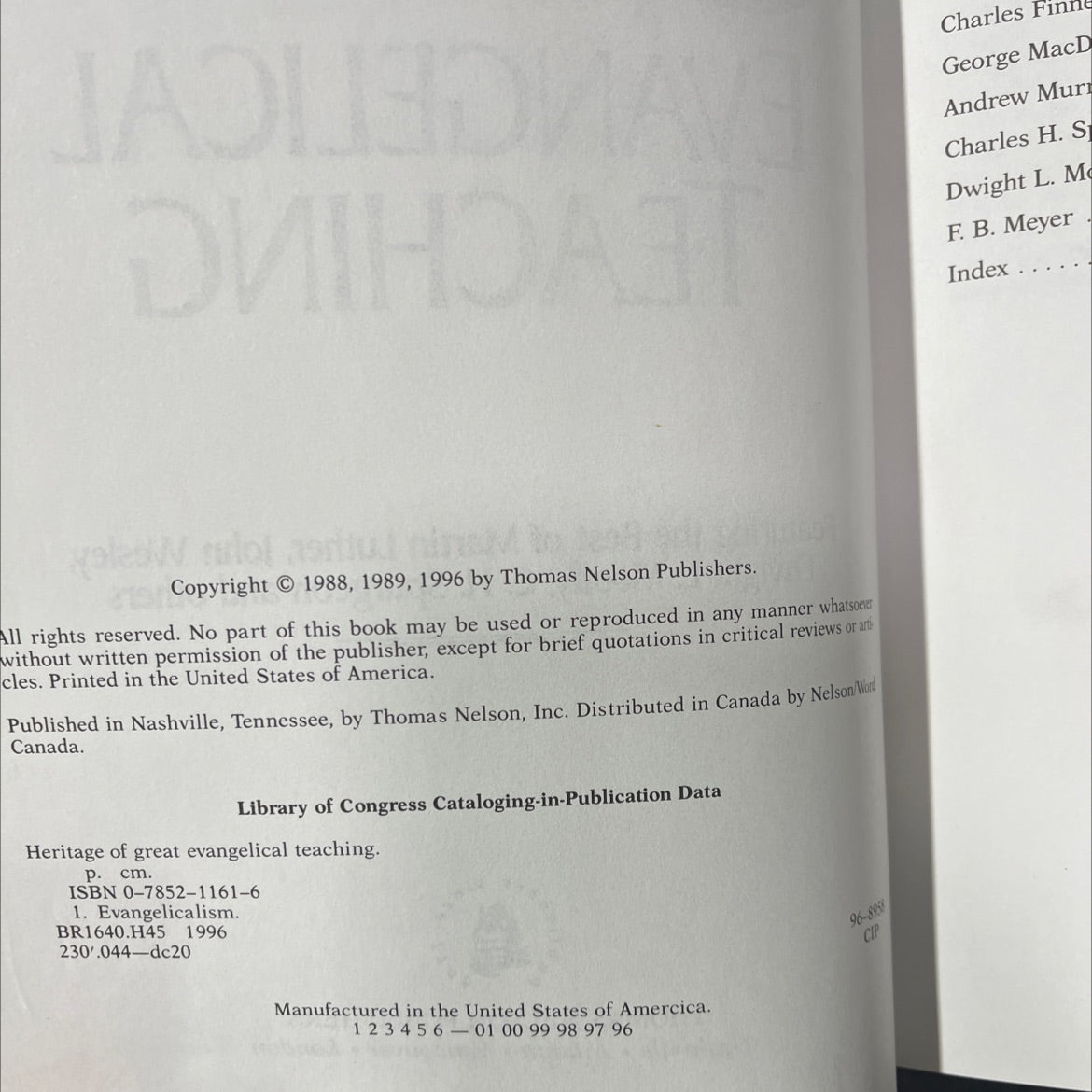 a heritage of great evangelical teaching book, by unknown, 1996 Hardcover image 3