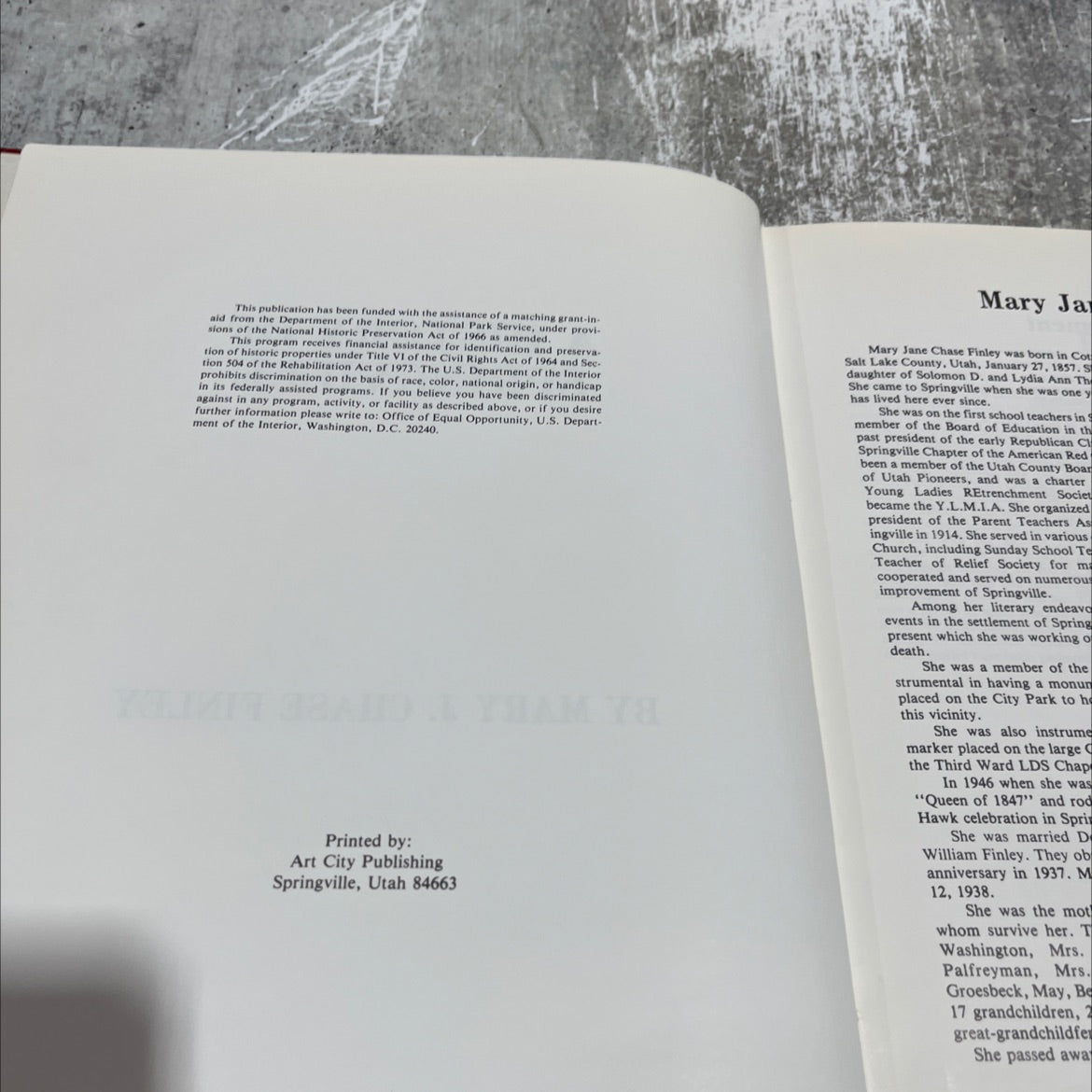 a history of springville book, by mary j. chase finley, 1970 Hardcover image 3