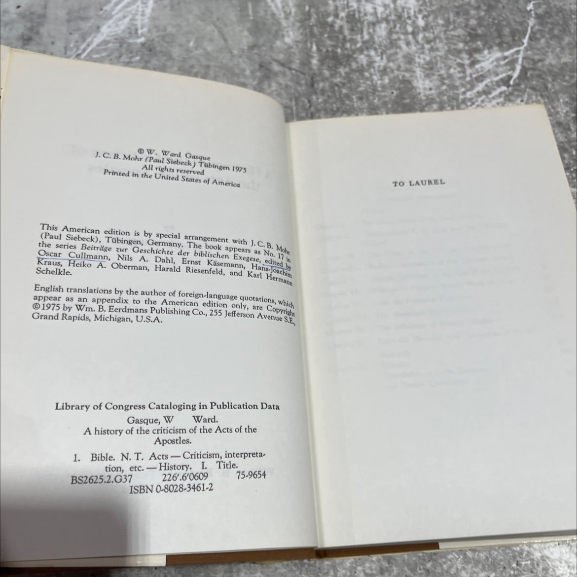a history of the criticism of the acts of the apostles book, by w. ward gasque, 1975 Hardcover image 3