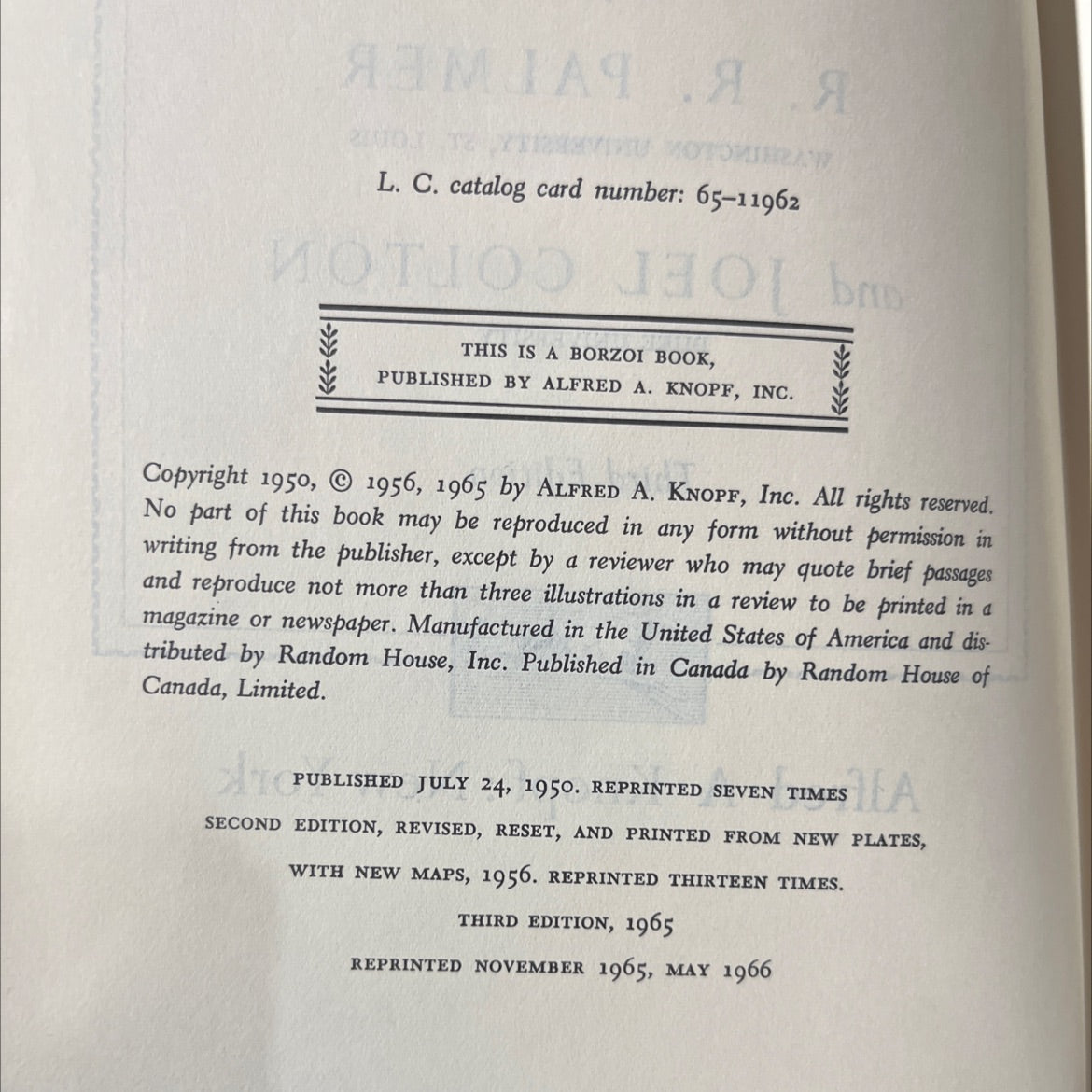 a history of the modern world book, by r. r. palmer and joel colton, 1965 Hardcover image 3