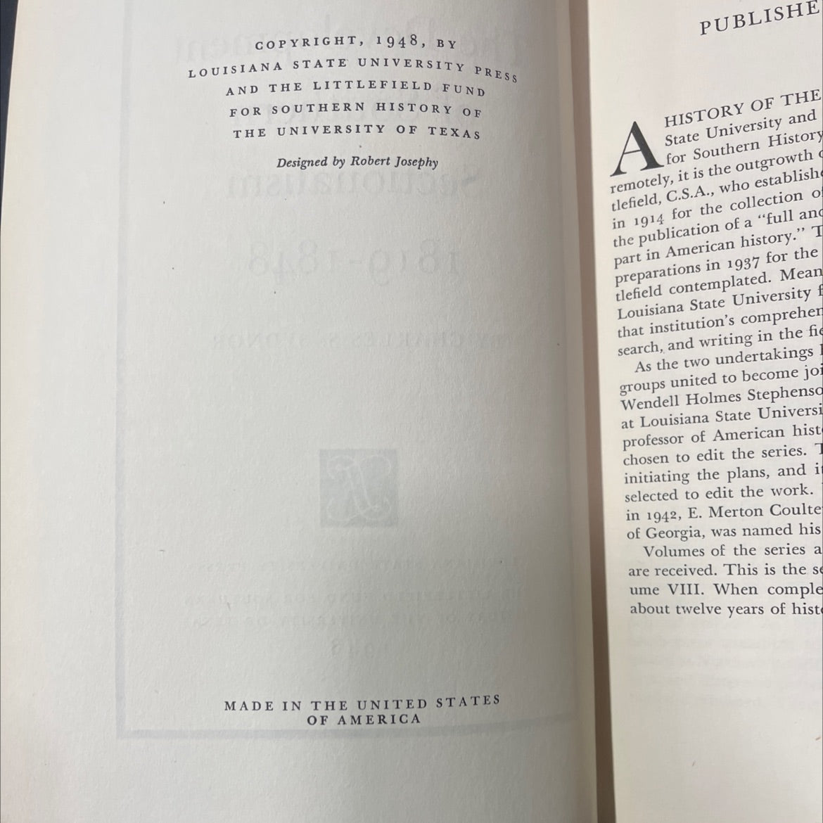 a history of the south volume v the development of southern sectionalism 1819-1848 book, by charles s. sydnor, 1948 image 3