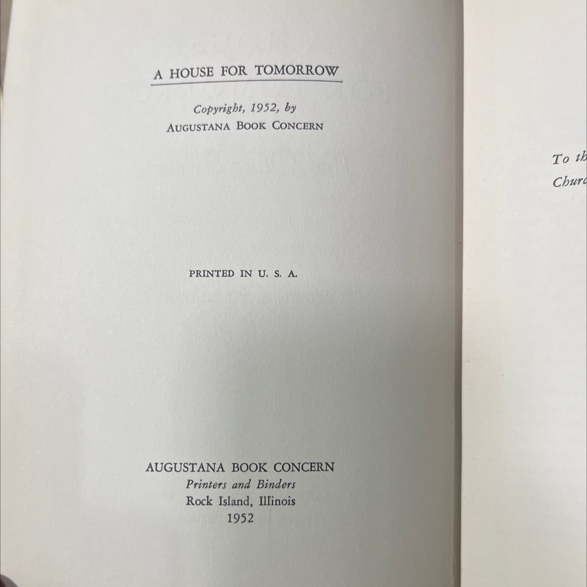 a house for tomorrow and other sermons book, by reuben k. youngdahl, 1952 Hardcover image 3