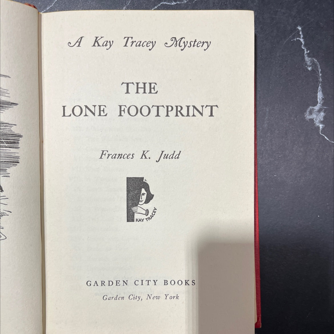 a kay tracey mystery the lone footprint book, by frances k. judd, 1952 Hardcover image 2