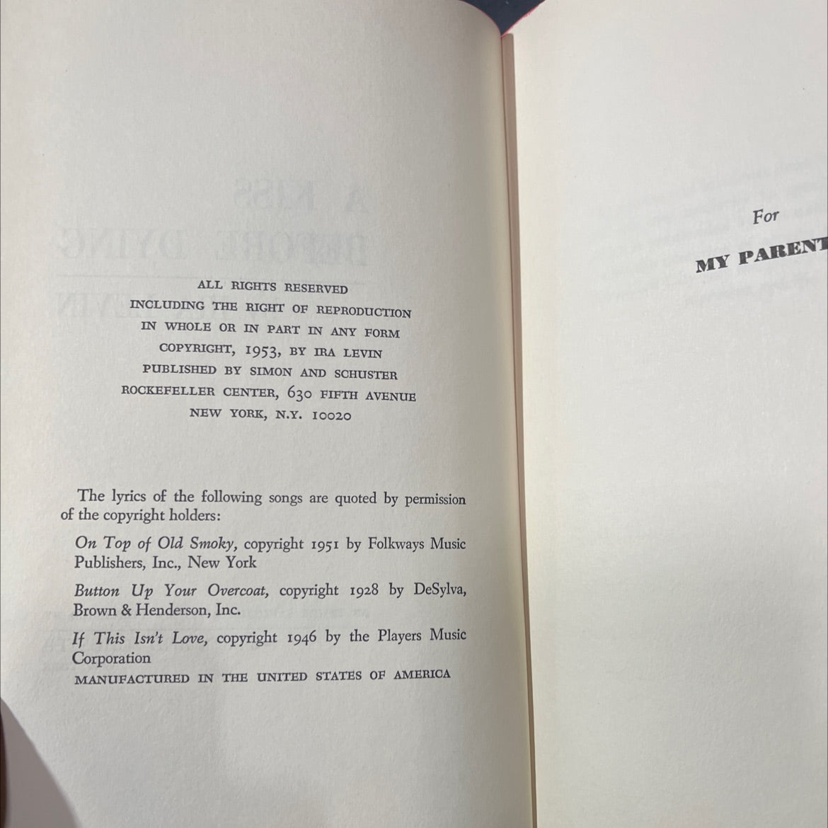 a kiss before dying book, by ira levin, 1953 Hardcover image 3