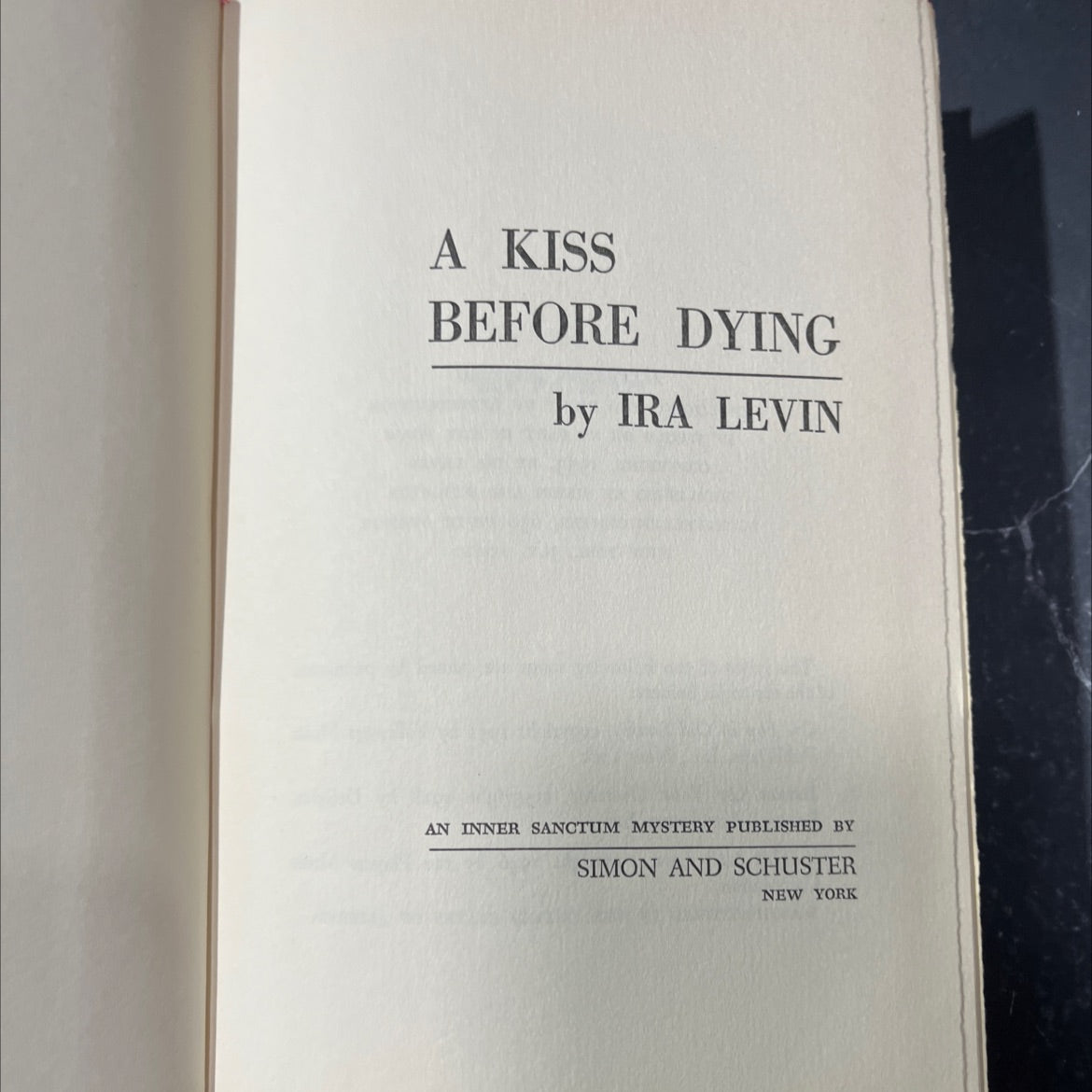 a kiss before dying book, by ira levin, 1953 Hardcover image 2
