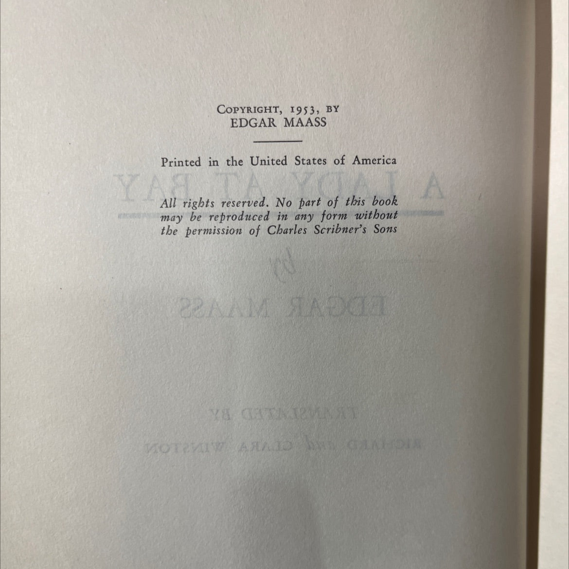 a lady at bay book, by edgar maass, 1953 Hardcover image 3