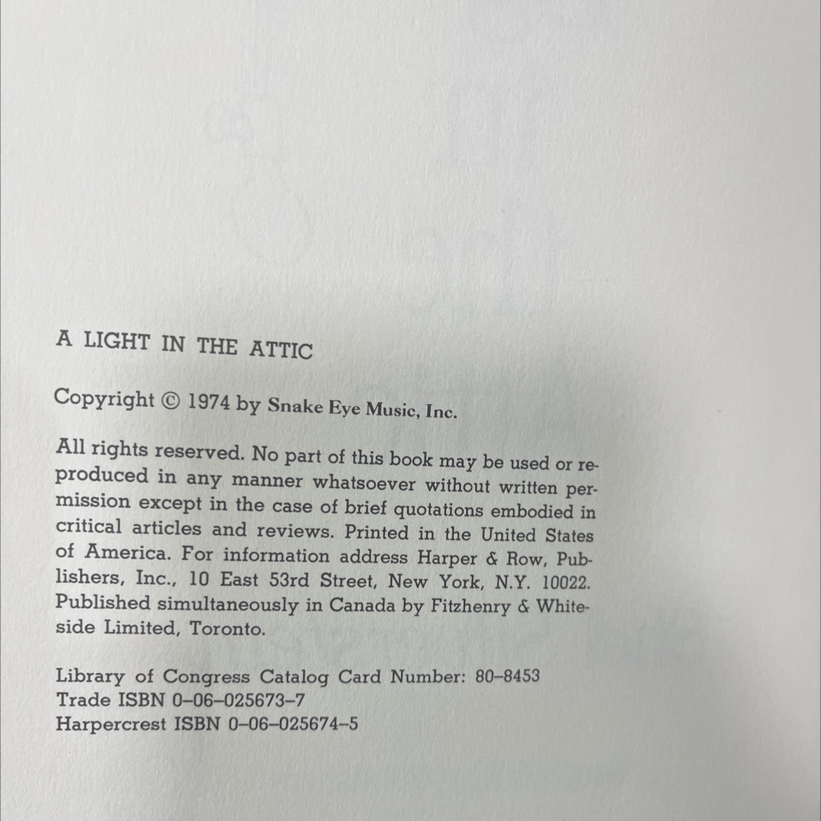 a light in the attic book, by shel silverstein, 1974 Hardcover image 3