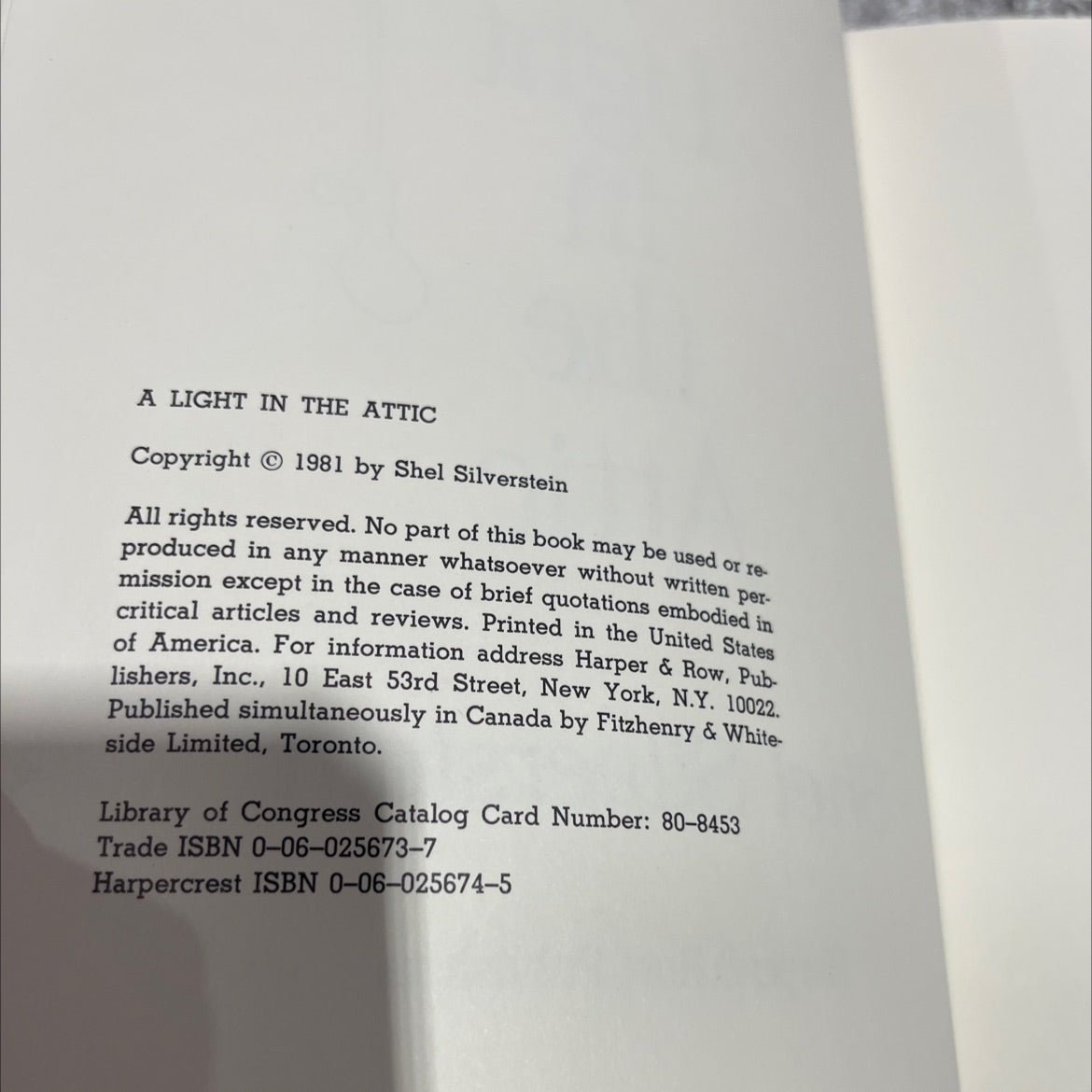 a light in the attic book, by shel silverstein, 1981 Hardcover image 3
