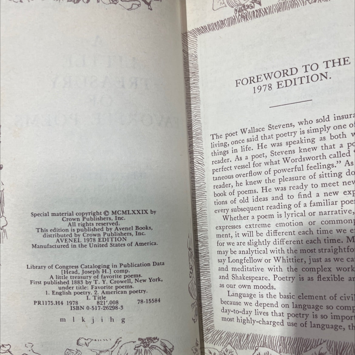 a little treasury of favorite poems selected from english and american authors book, by Joseph H. Head, 1978 Hardcover image 3