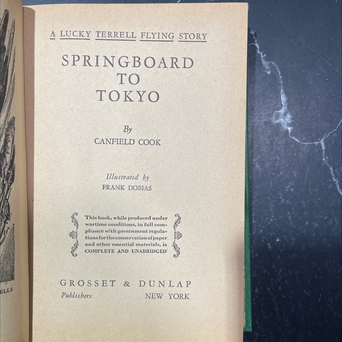 a lucky terrell flying story springboard to tokyo book, by canfield cook, 1943 Hardcover image 2