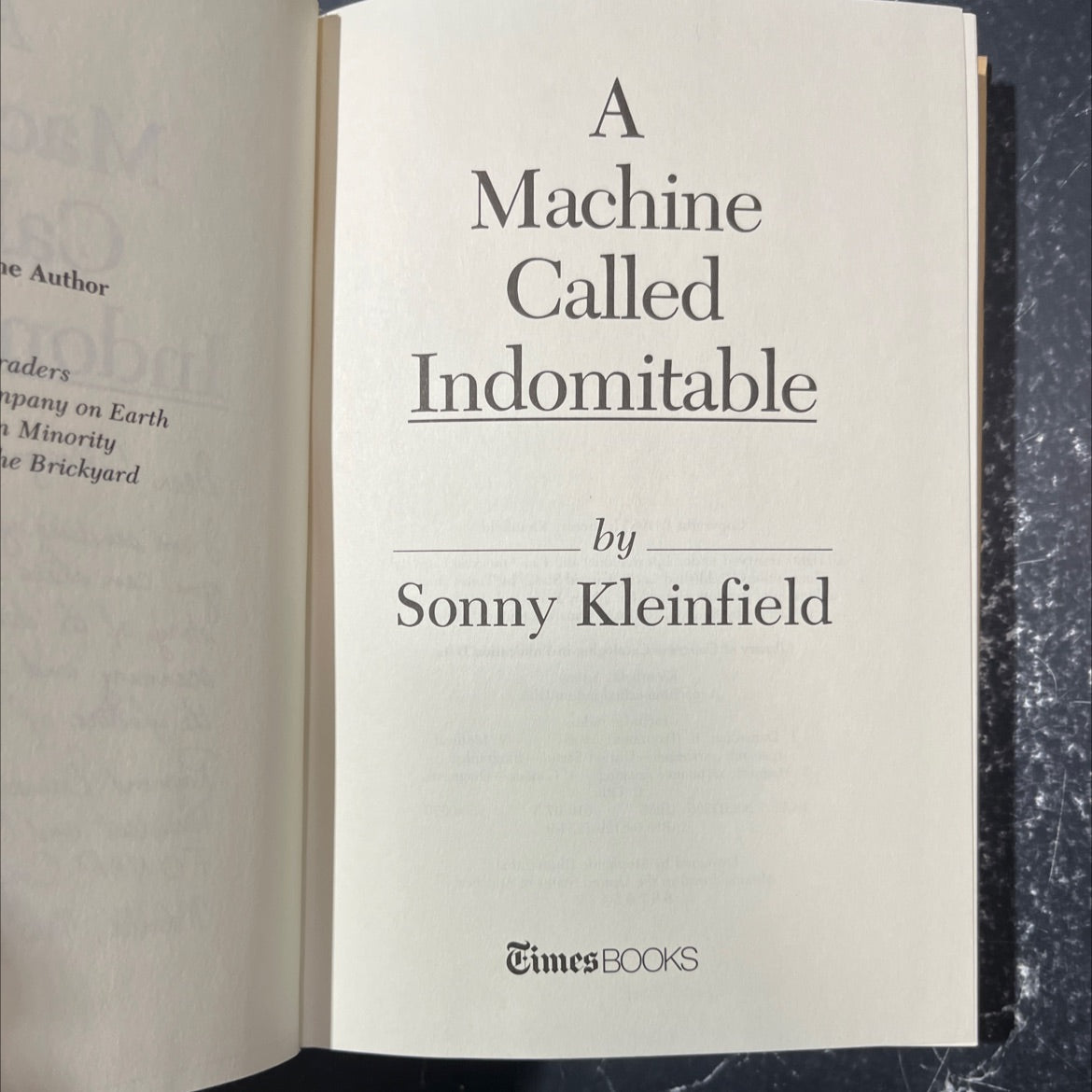 a machine called indomitable book, by sonny kleinfield, 1985 Hardcover image 2