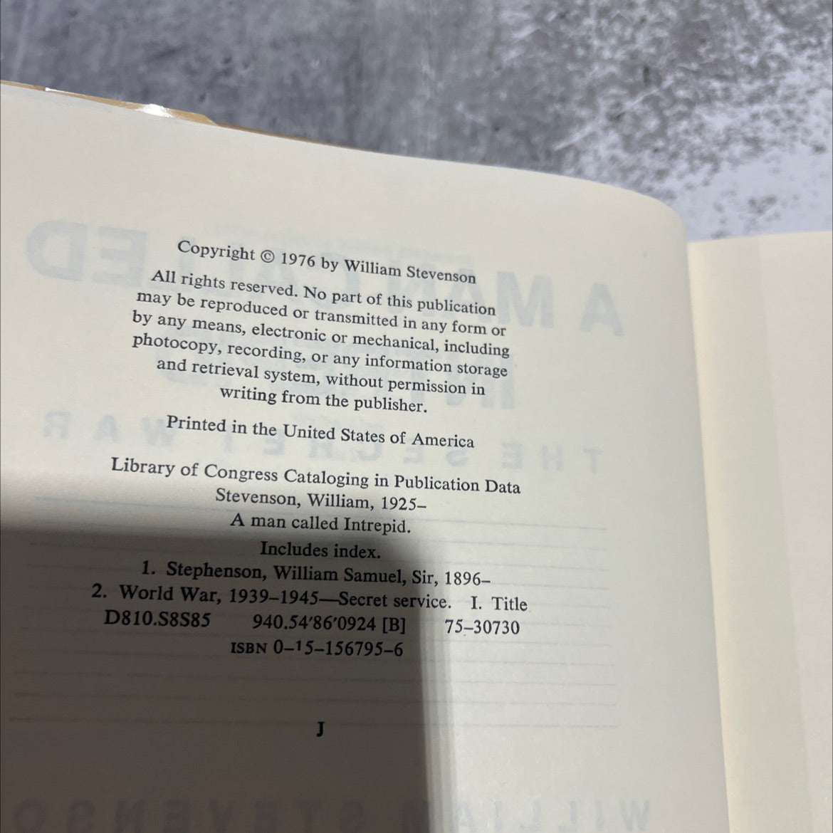 a man called intrepid the secret war book, by william stevenson, 1976 Hardcover image 3