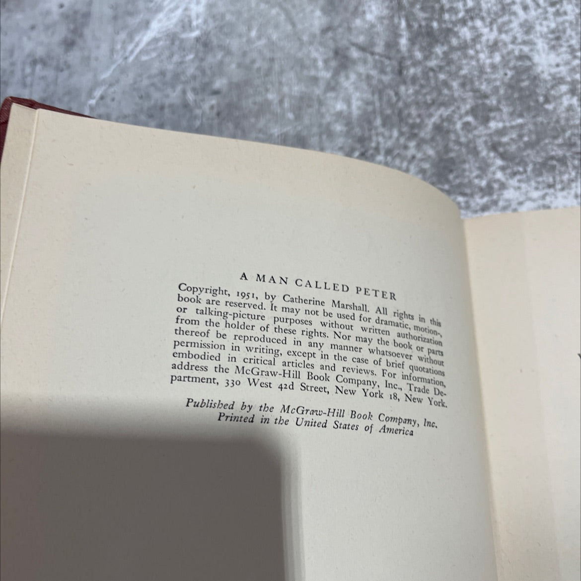 a man called peter the story of peter marshall book, by catherine marshall, 1951 Hardcover image 3